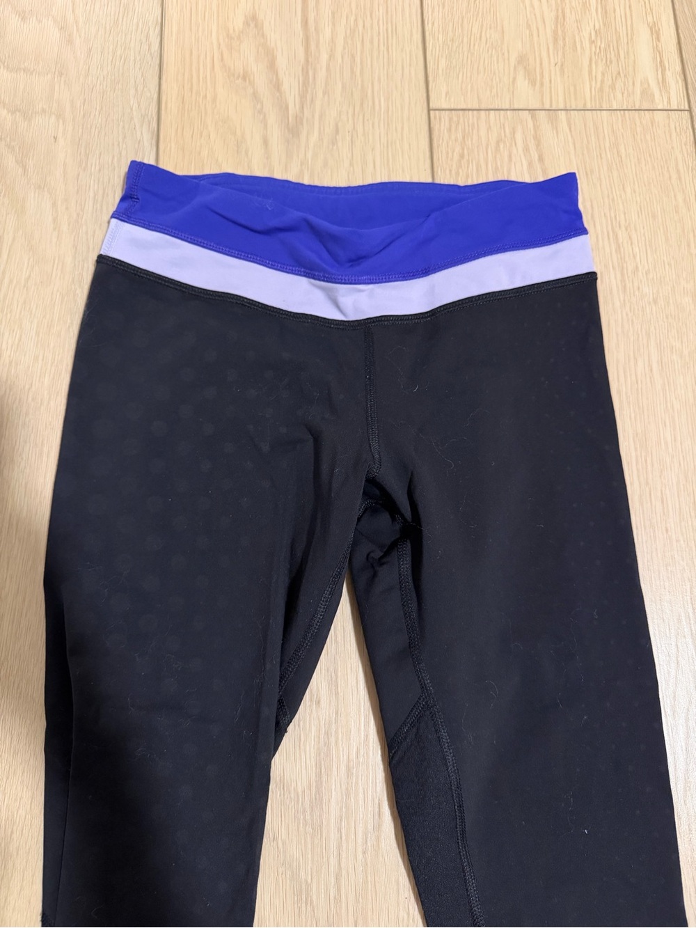 lululemon athletica y2k Black Leggings with Lavender and Royal Waistband